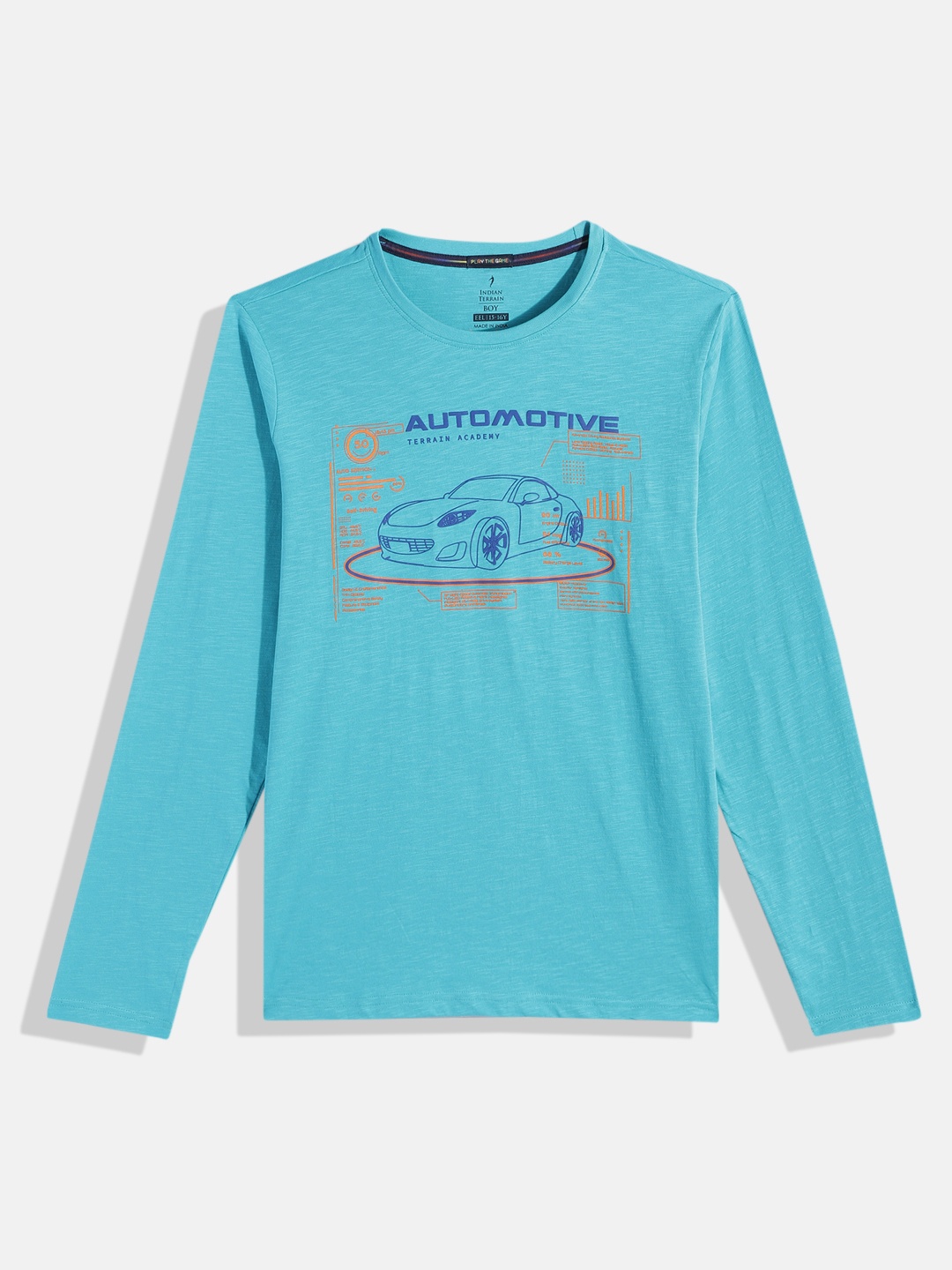 

Indian Terrain Boys Printed Pure Cotton T-shirt, Blue