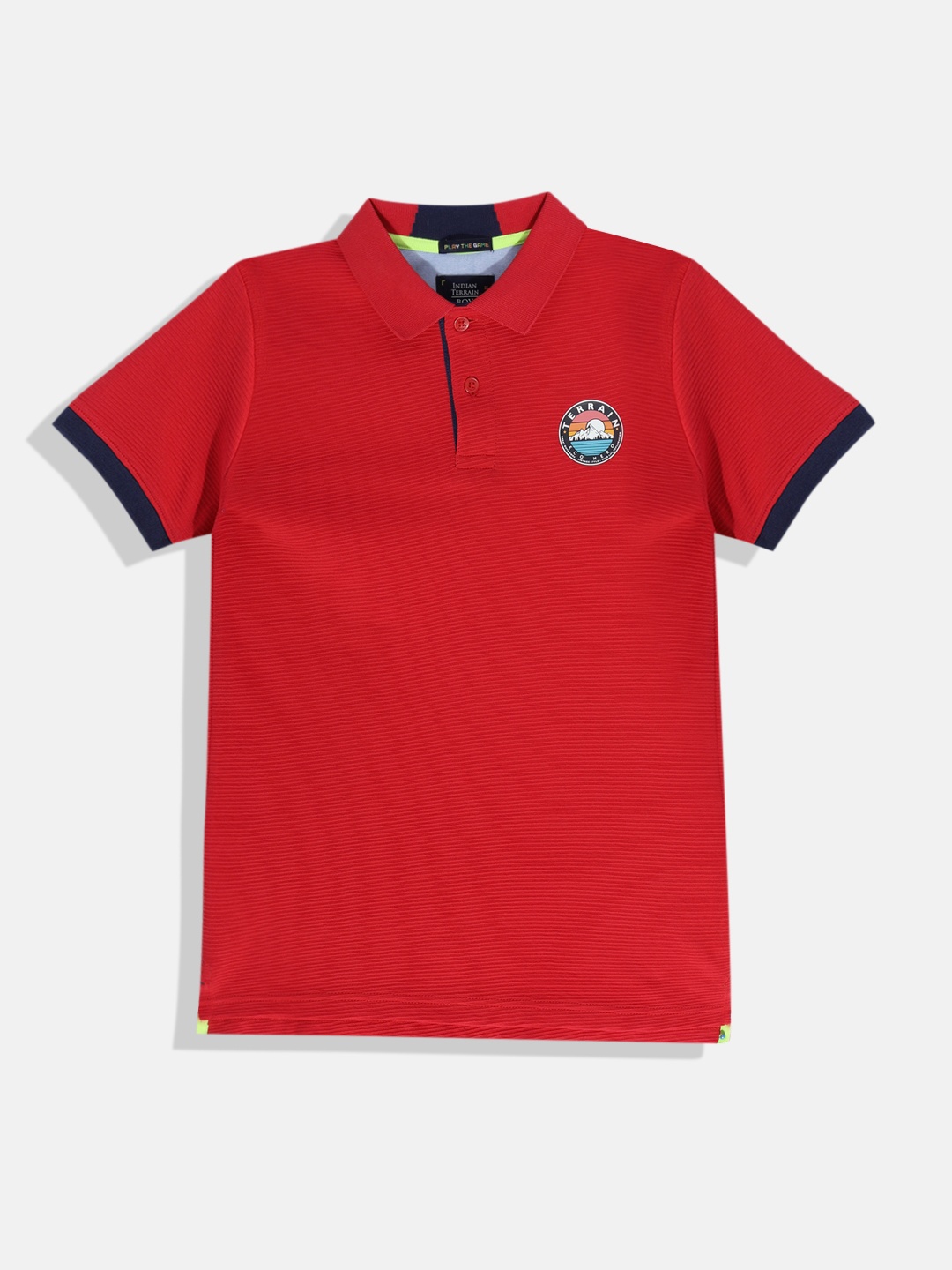 

Indian Terrain Boys Pure Cotton Polo Collar T-shirt, Red