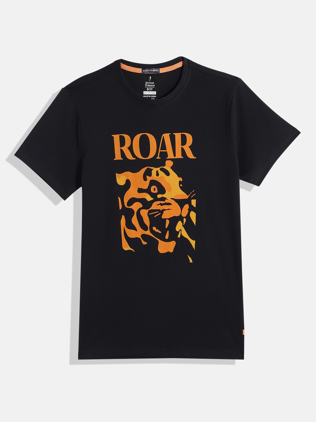 

Indian Terrain Boys Printed Pure Cotton T-shirt, Black