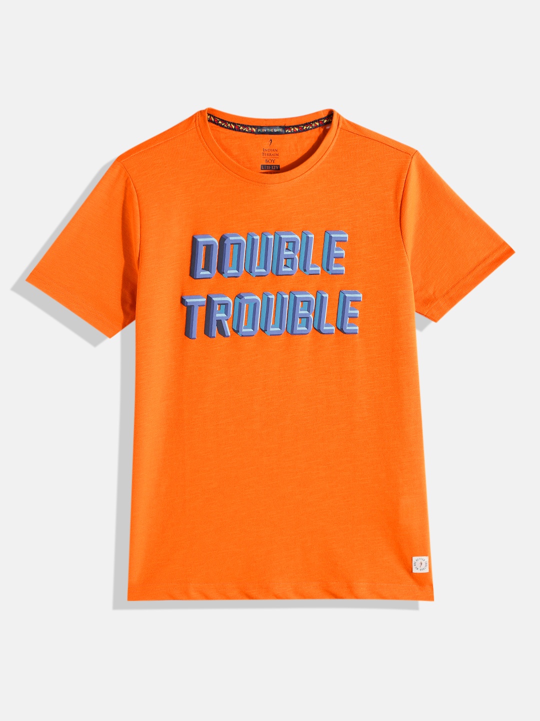 

Indian Terrain Boys Typography Printed T-shirt, Orange