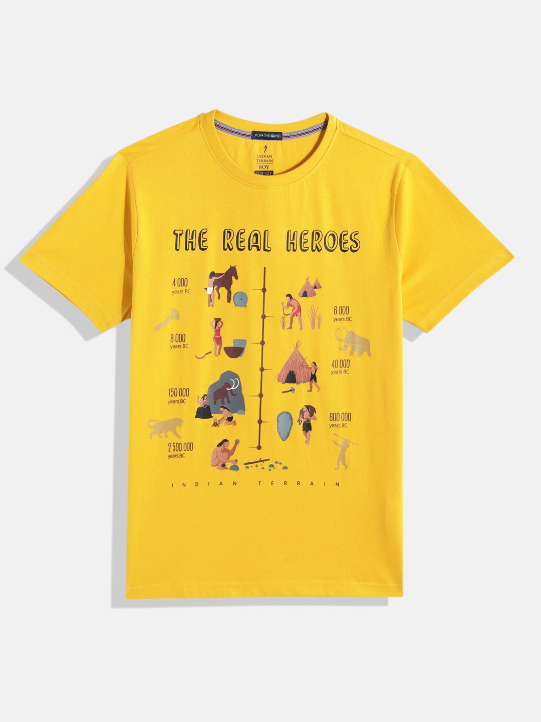 

Indian Terrain Boys Typography Printed Pure Cotton T-shirt, Yellow