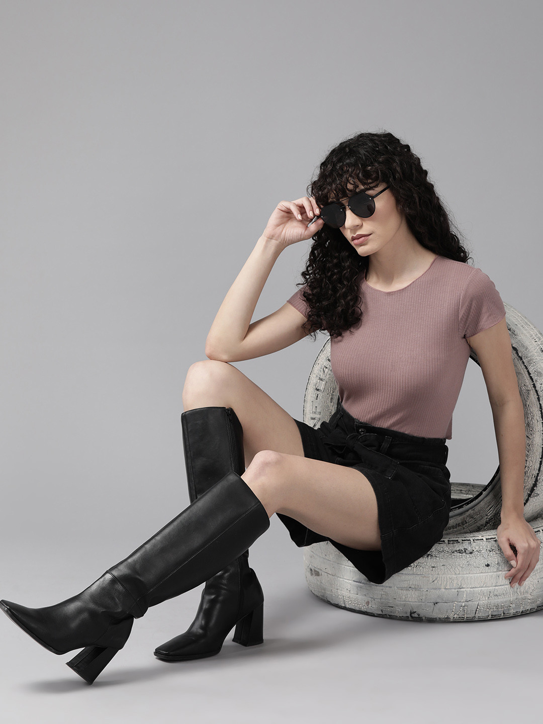 

Roadster Knitted Crop Top, Mauve