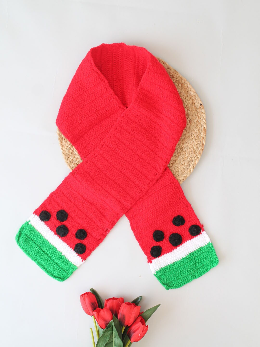 

Woonie Kids Knitted Watermelon Muffler, Red