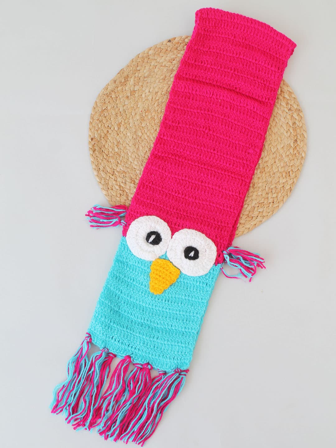 

Woonie Kids Face Patterned Acrylic Knitted Mufflers, Blue