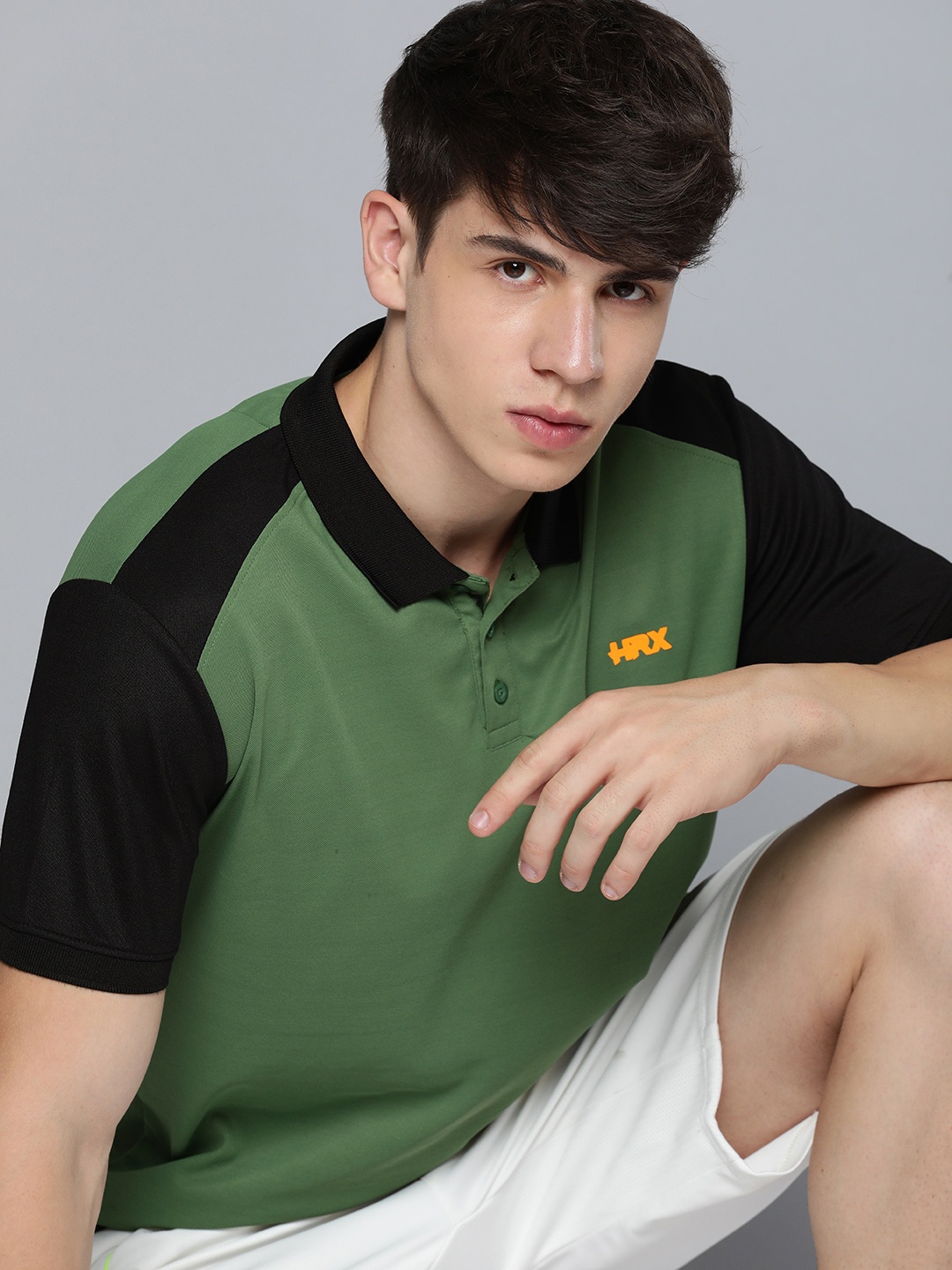 

HRX by Hrithik Roshan Brand Logo Polo Collar T-shirt, Olive