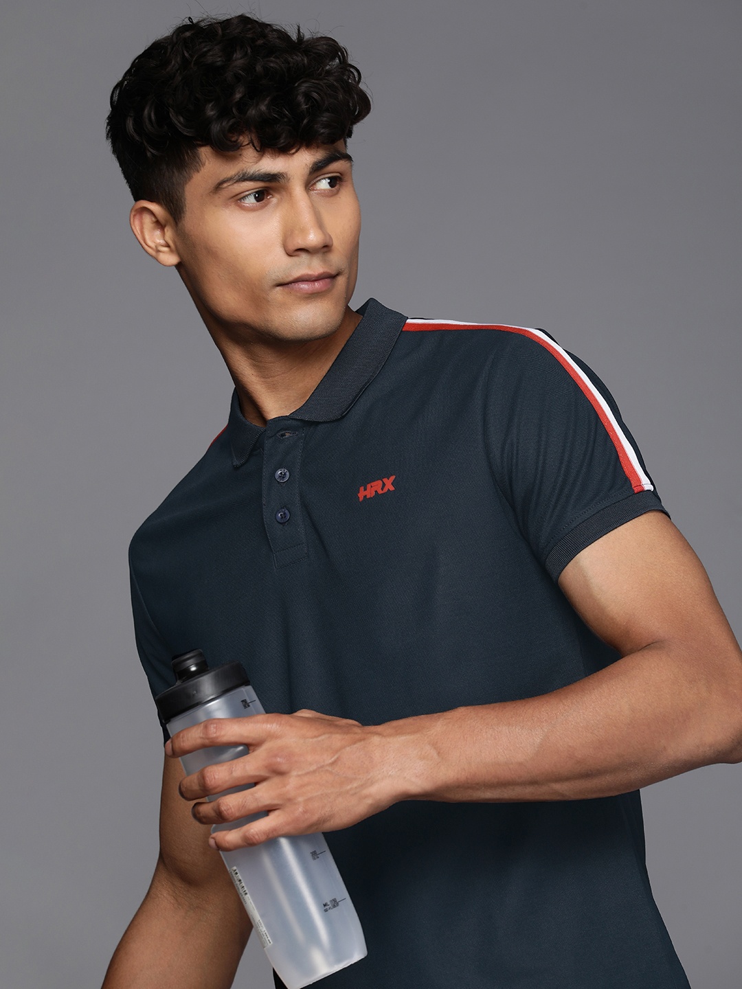 

HRX by Hrithik Roshan Brand Logo Polo Collar T-shirt, Navy blue