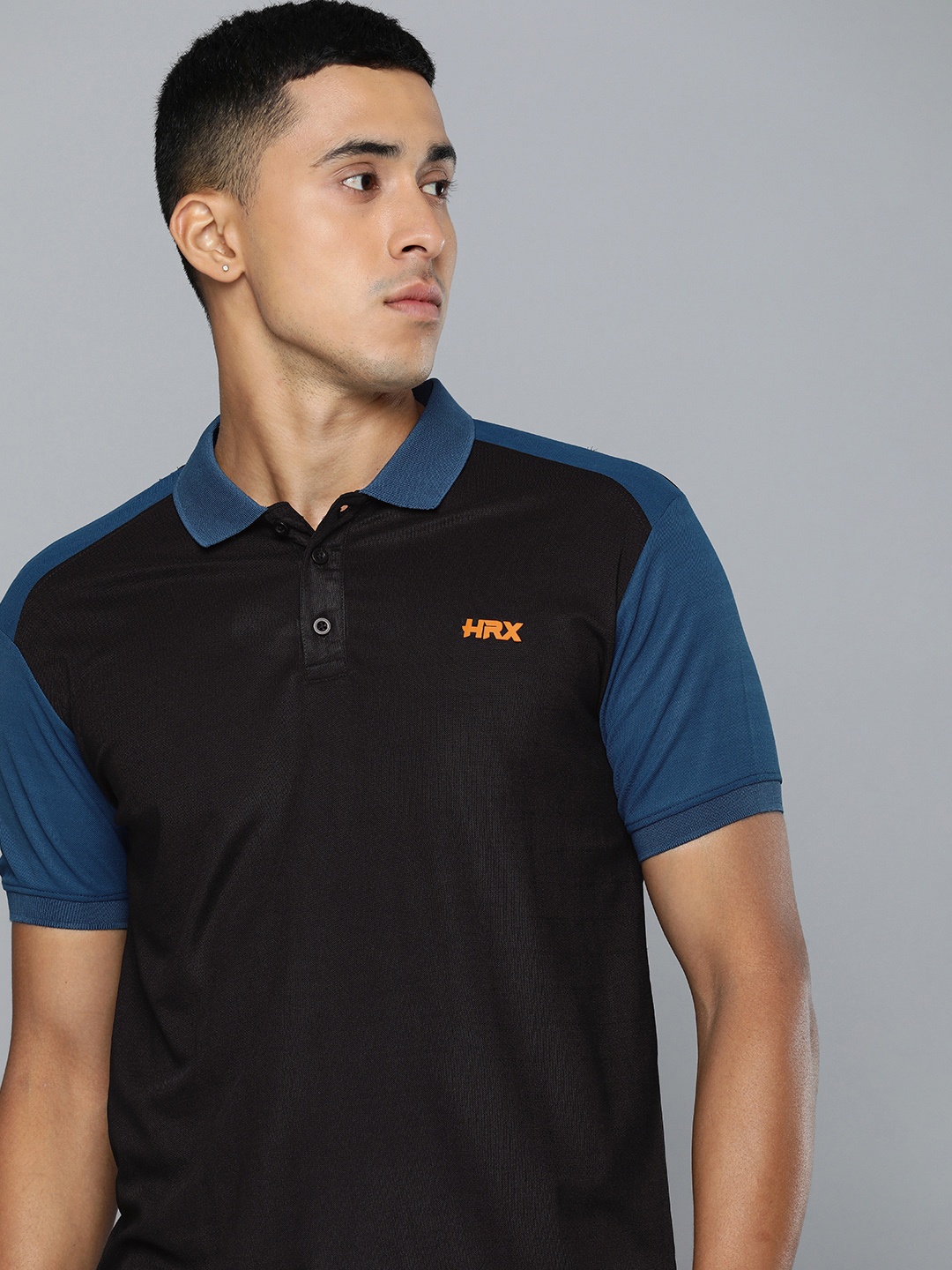 

HRX by Hrithik Roshan Men Colourblocked Polo Collar Sports T-shirt, Black