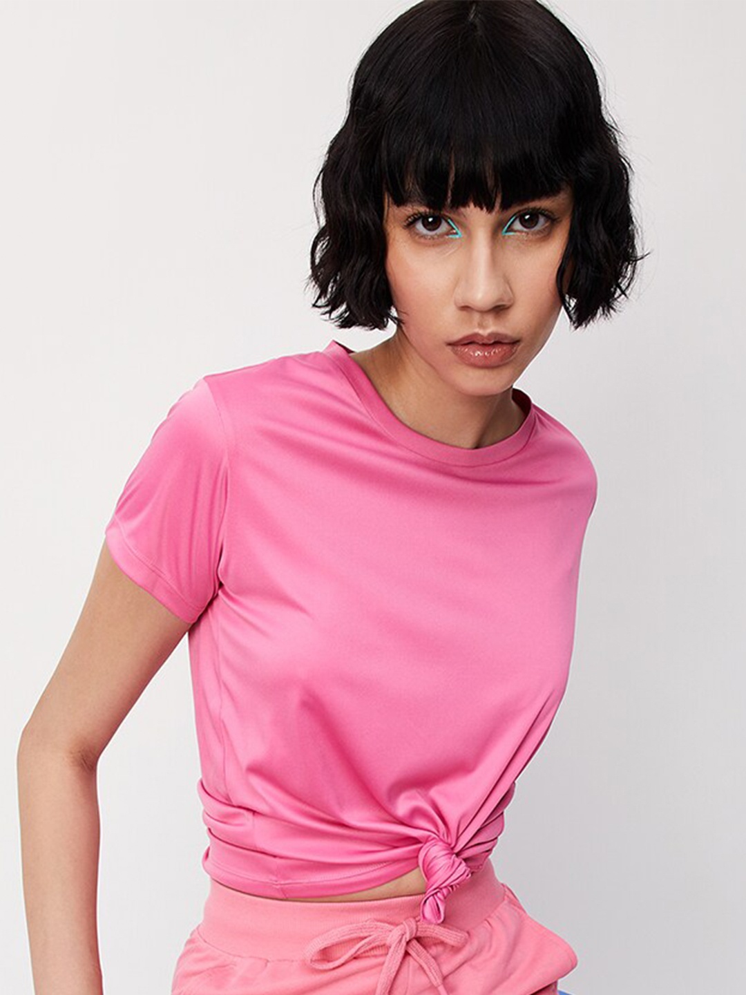 

max Round Neck Regular Sleeves T-shirt, Pink