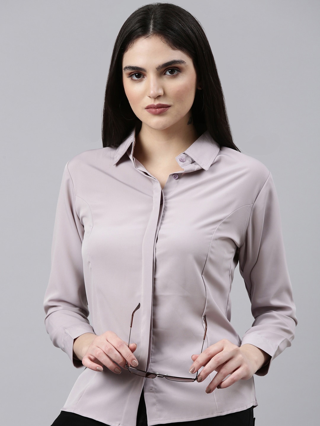 

SHOWOFF Spread Collar Classic Fit Opaque Casual Shirt, Mauve