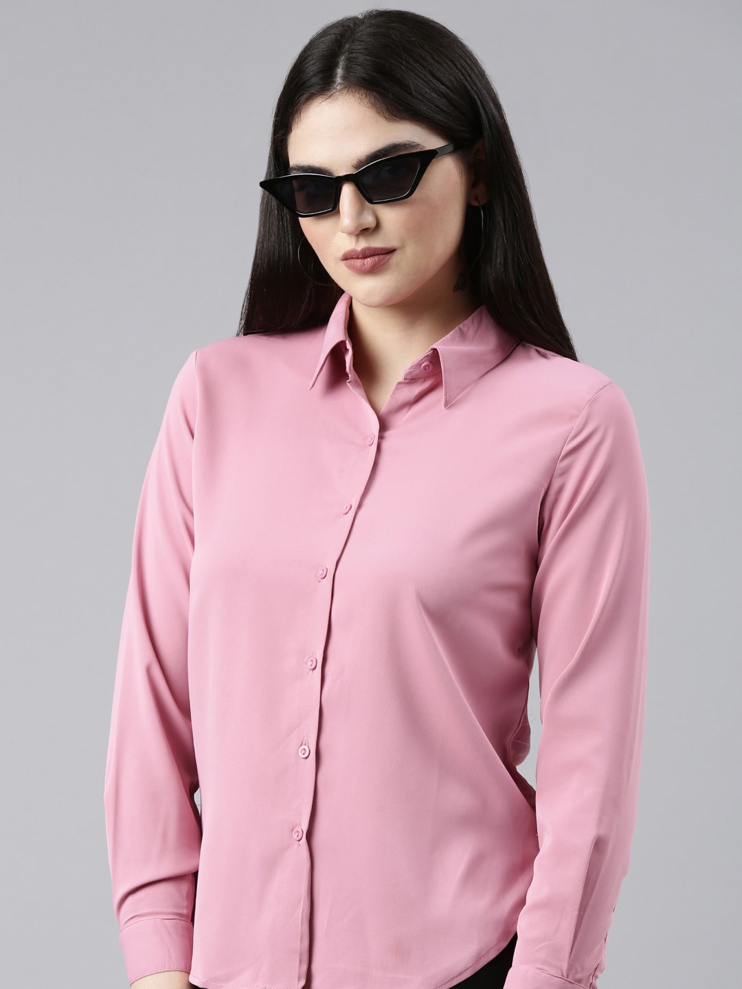 

SHOWOFF Spread Collar Classic Fit Opaque Casual Shirt, Pink