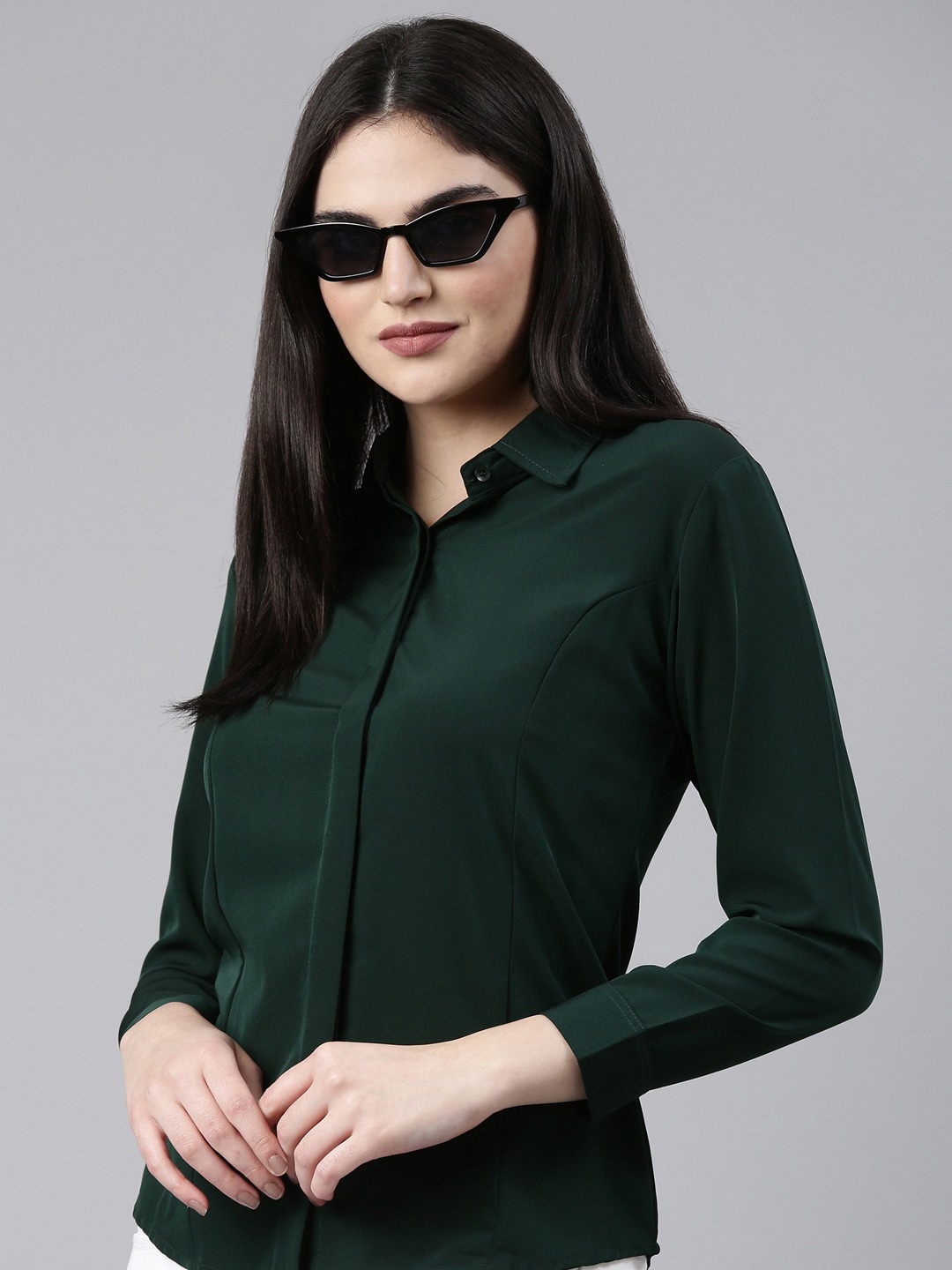 

SHOWOFF Classic Opaque Casual Shirt, Green