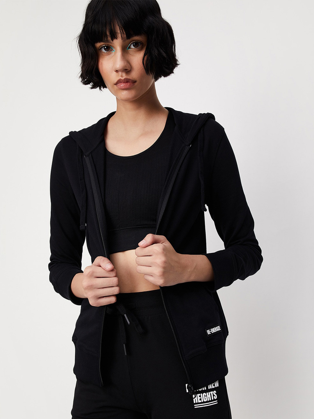 

max Hooded Pure Cotton Sweatshirt, Black