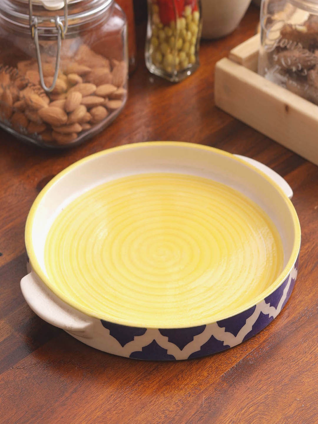 

VarEesha Blue Printed Hand Made Ceramic Blue 8 inch Round Serving Plate