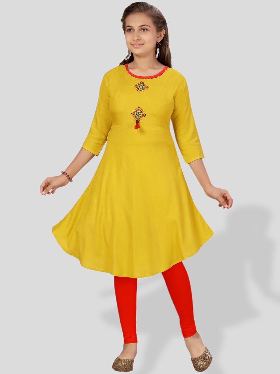 

BAESD Girls Cotton A-Line Kurta, Yellow