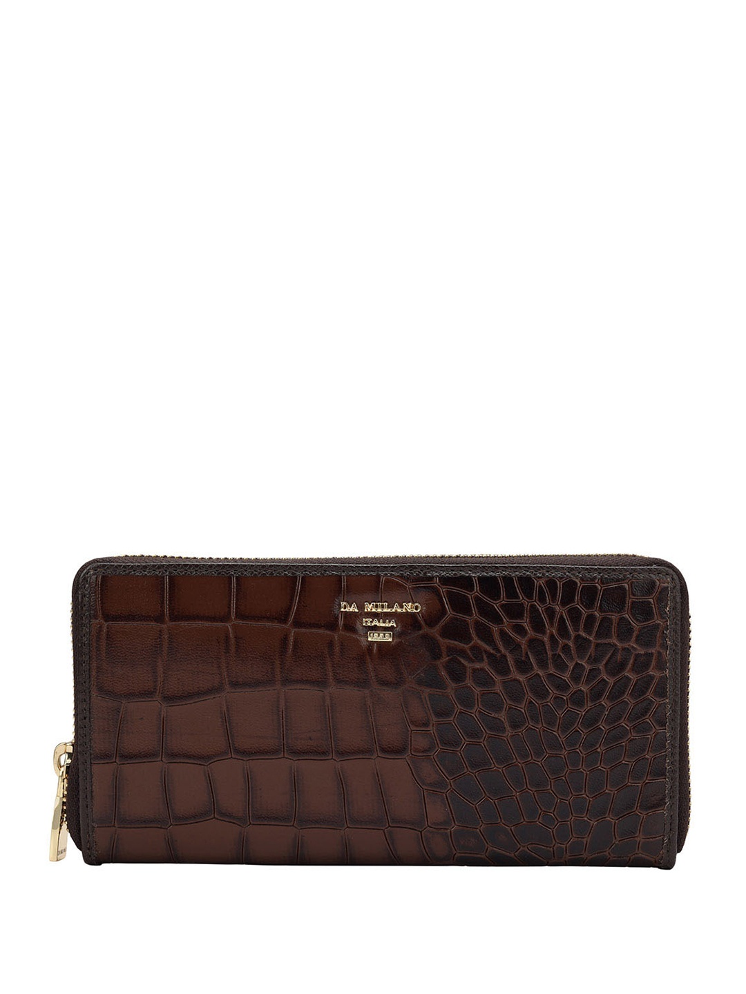 

Da Milano Textured Leather Zip Around Wallet, Brown