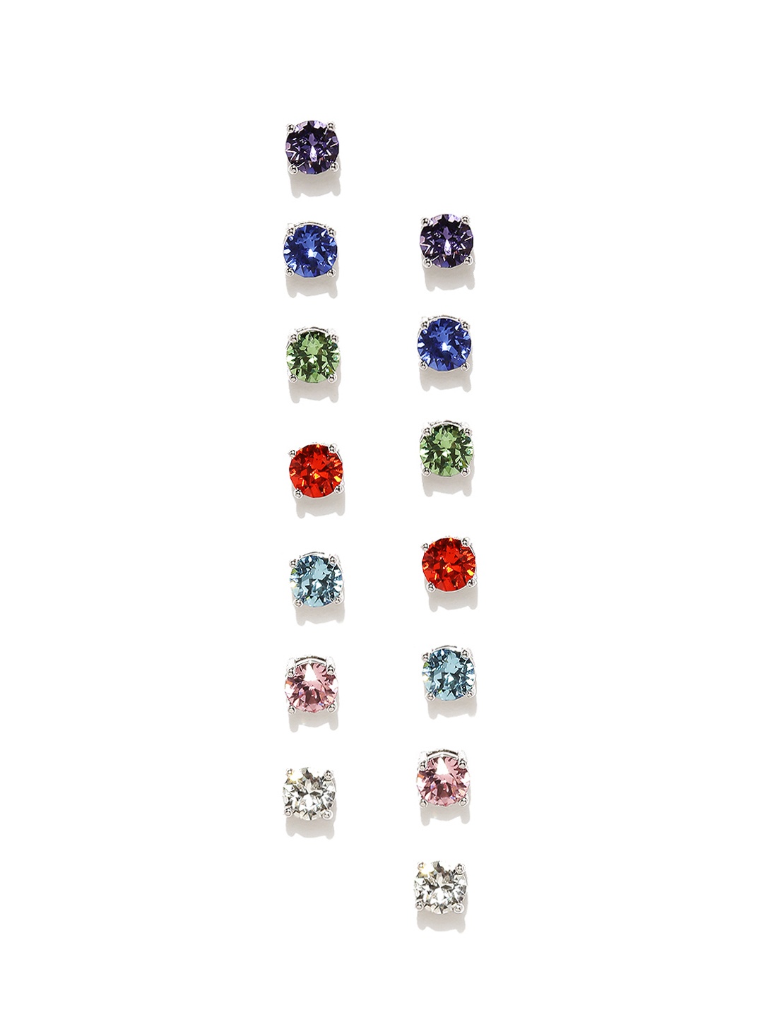 

Yellow Chimes Crystals from Swarovski Collection Set of 7 Stud Earrings, Red