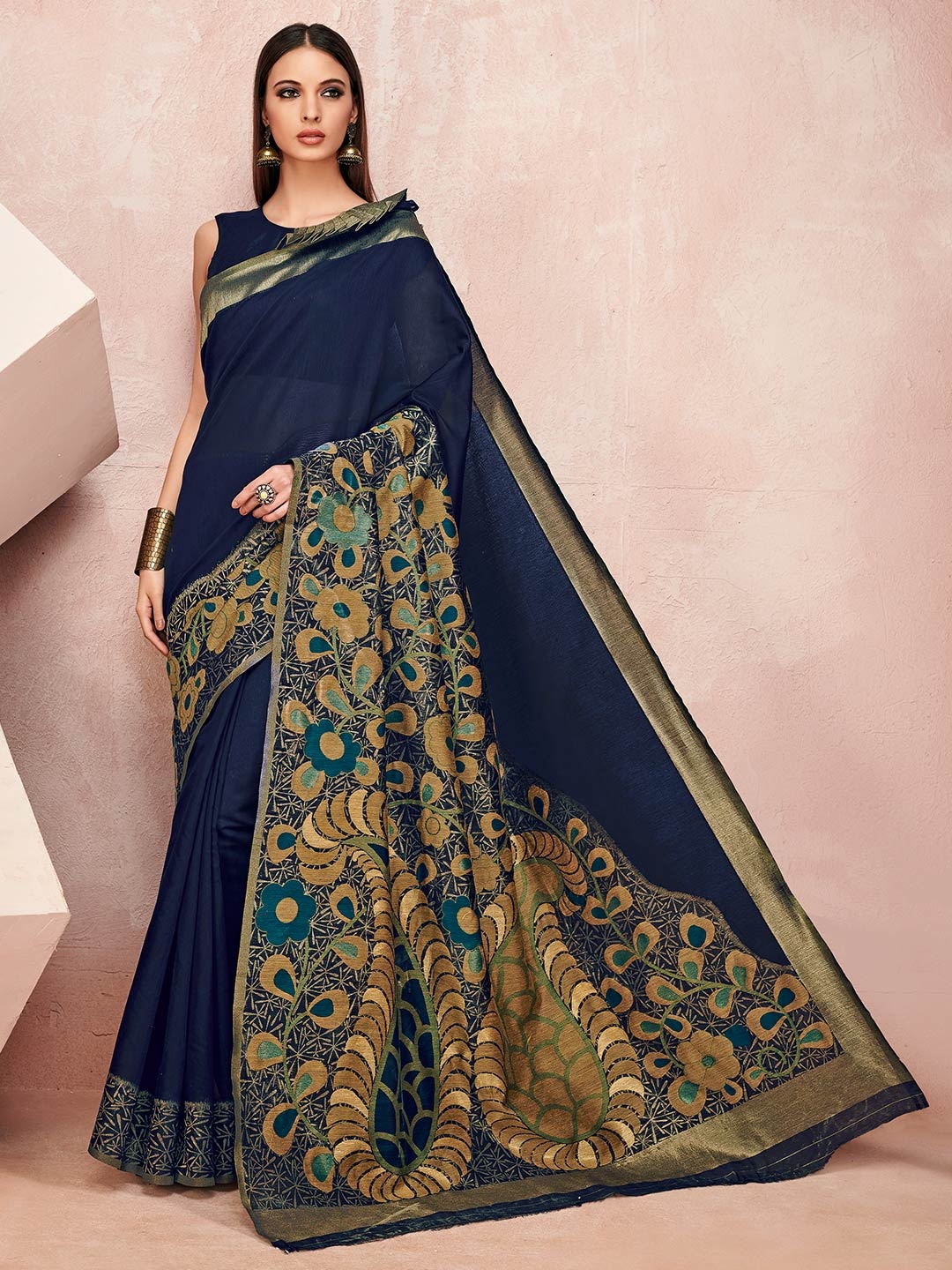 

KARAGIRI Paisley Printed Saree, Blue