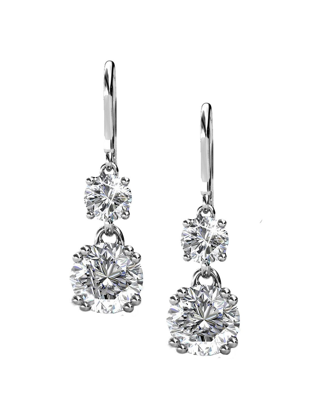 

Yellow Chimes Crystals from Swarovski Collection White & Steel-Toned Rhodium-Plated Drop Earrings