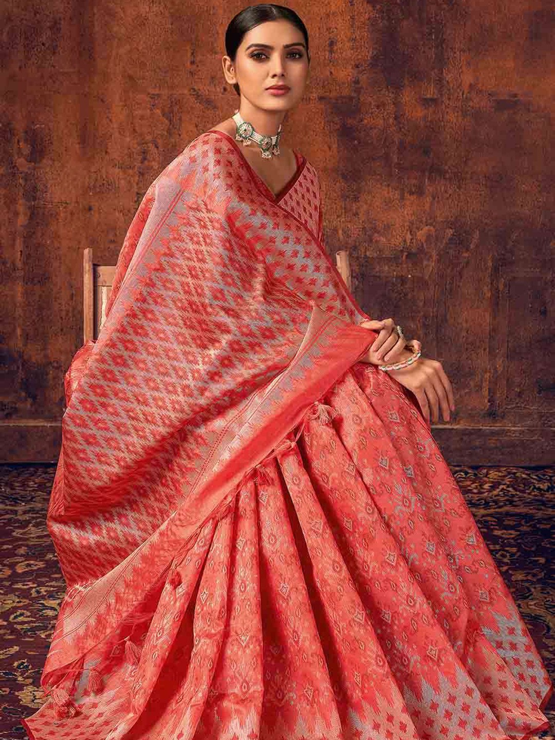 

KARAGIRI Woven Design Saree, Pink