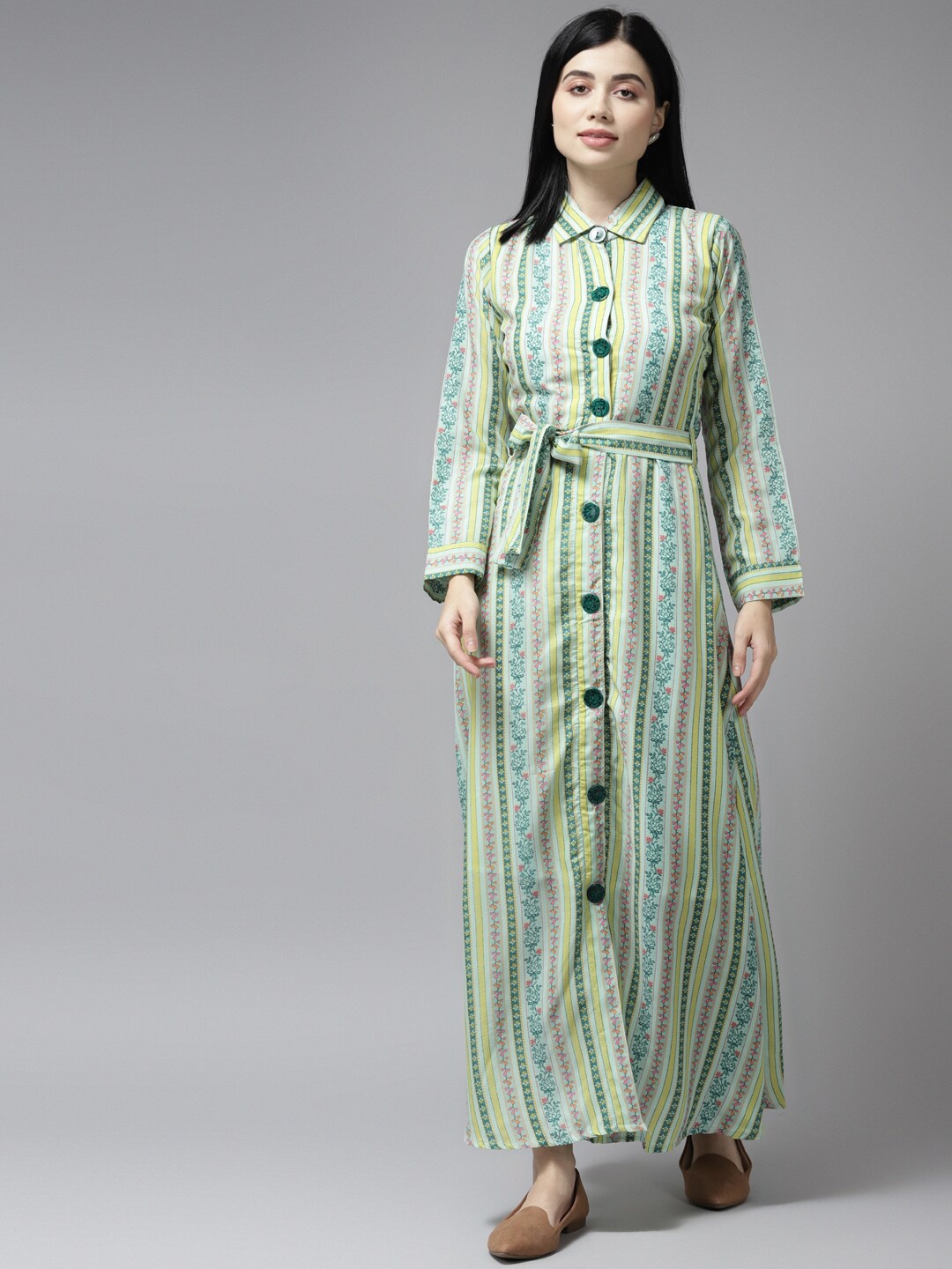 

BAESD Striped Georgette Maxi Dress, Green