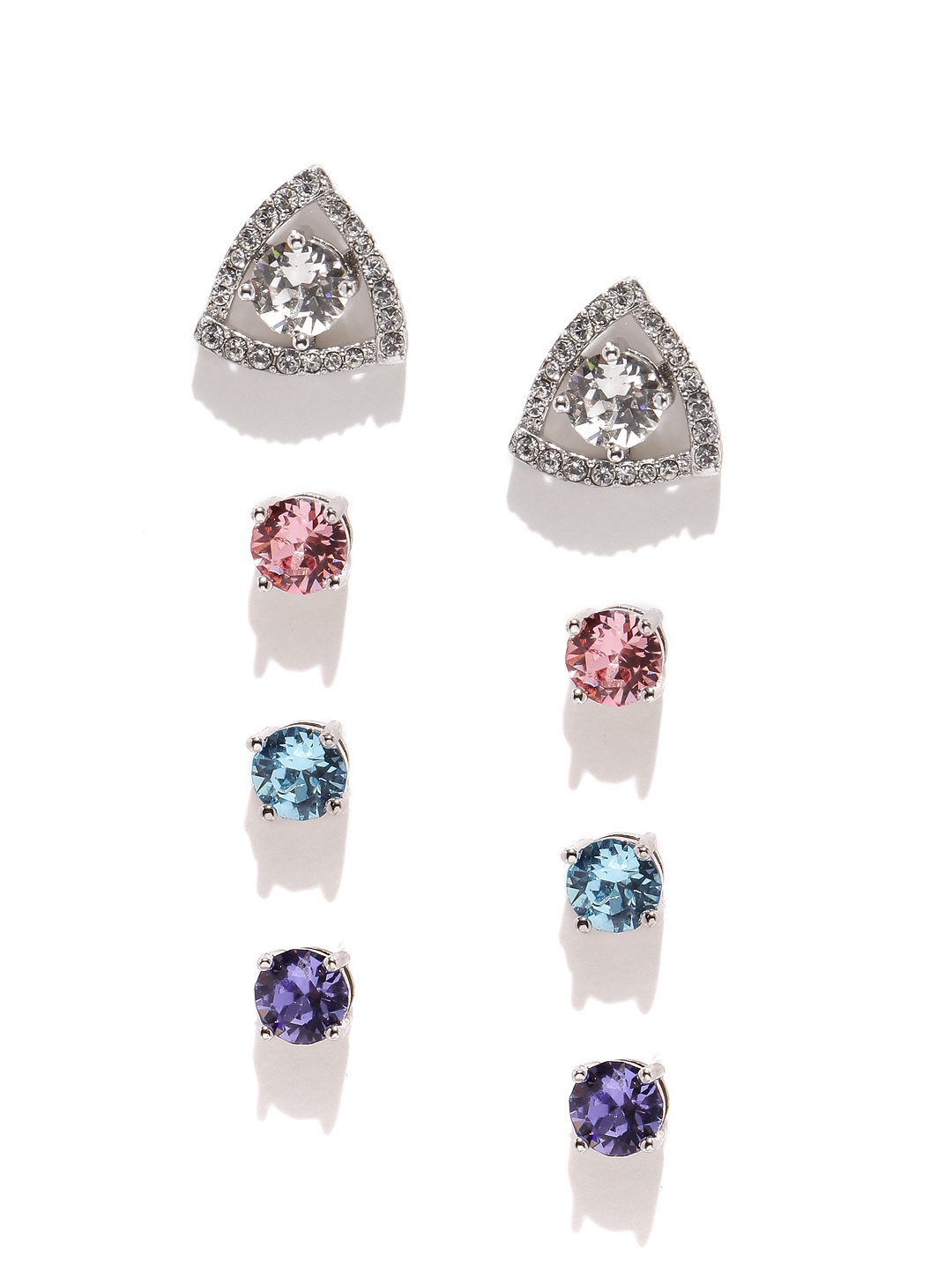 

Yellow Chimes Crystals from Swarovski Collection Set of 4 Multicoloured Earrings set, Multi