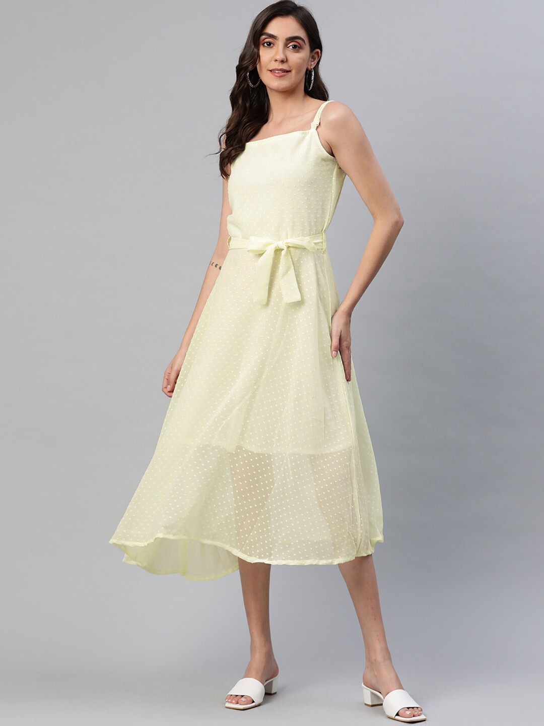 

BAESD Georgette A-Line Dress, Lime green