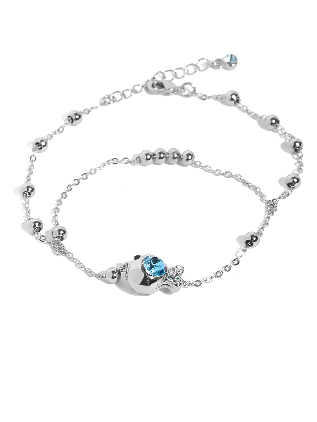 

Yellow Chimes Crystals from Swarovski Collection Silver-Toned & Blue Anklet