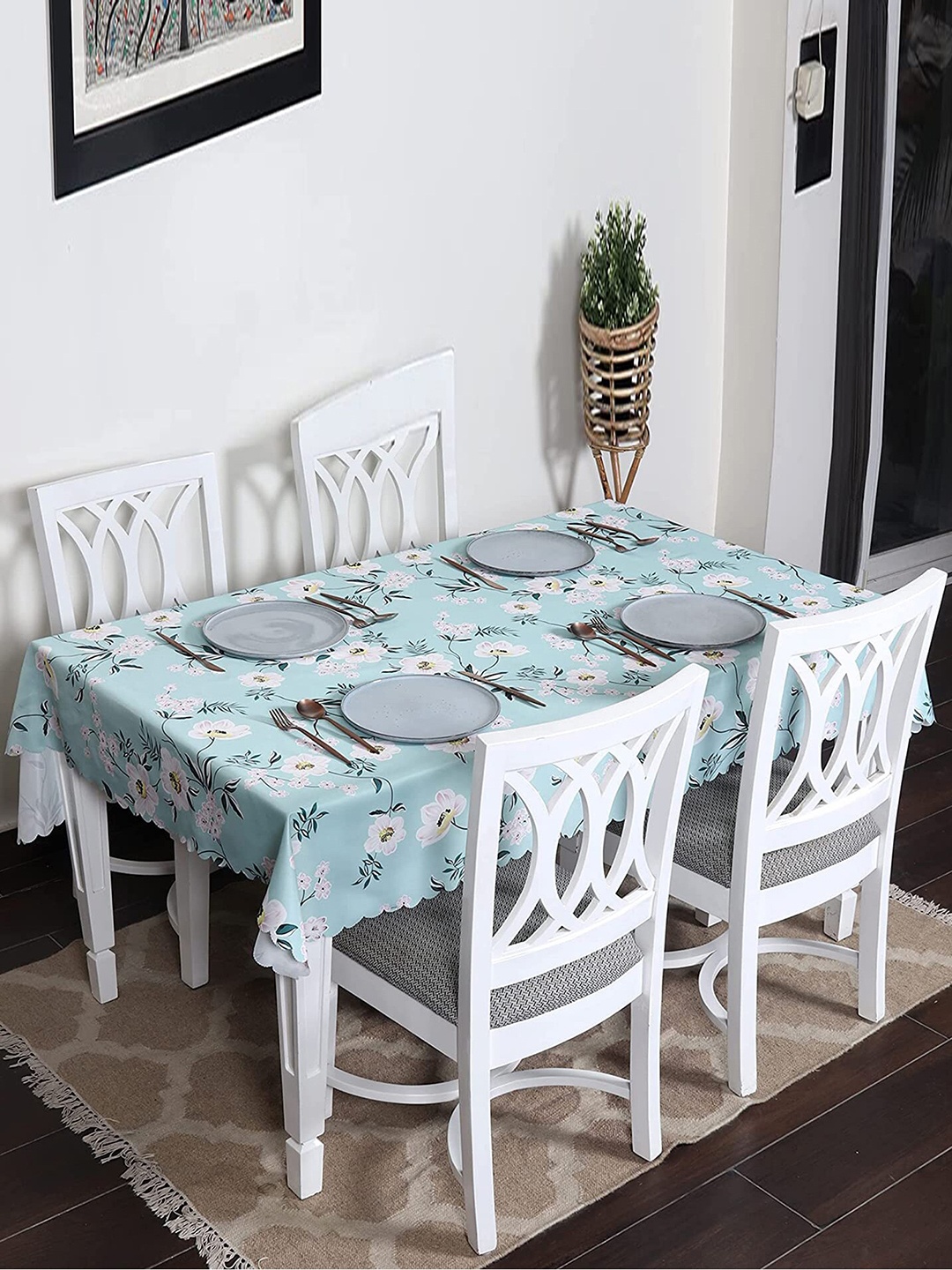 

HOUSE OF QUIRK Green Rectangle Cotton Linen Dust-Proof Table Cover