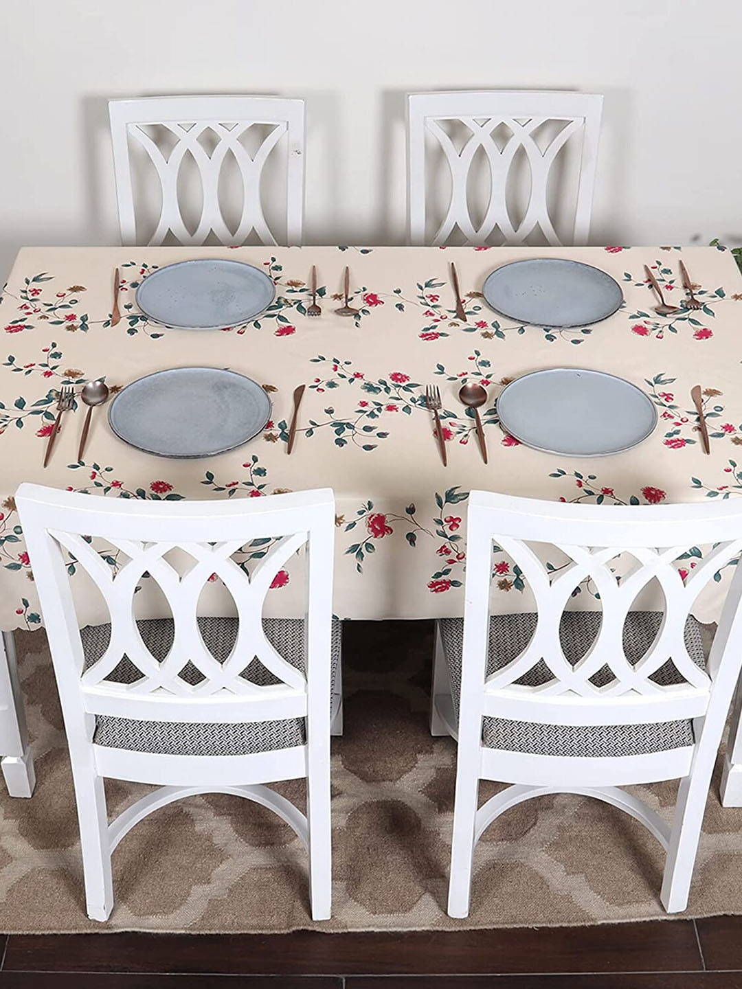 

HOUSE OF QUIRK Beige Rectangle Cotton Linen Dust-Proof Table Cover