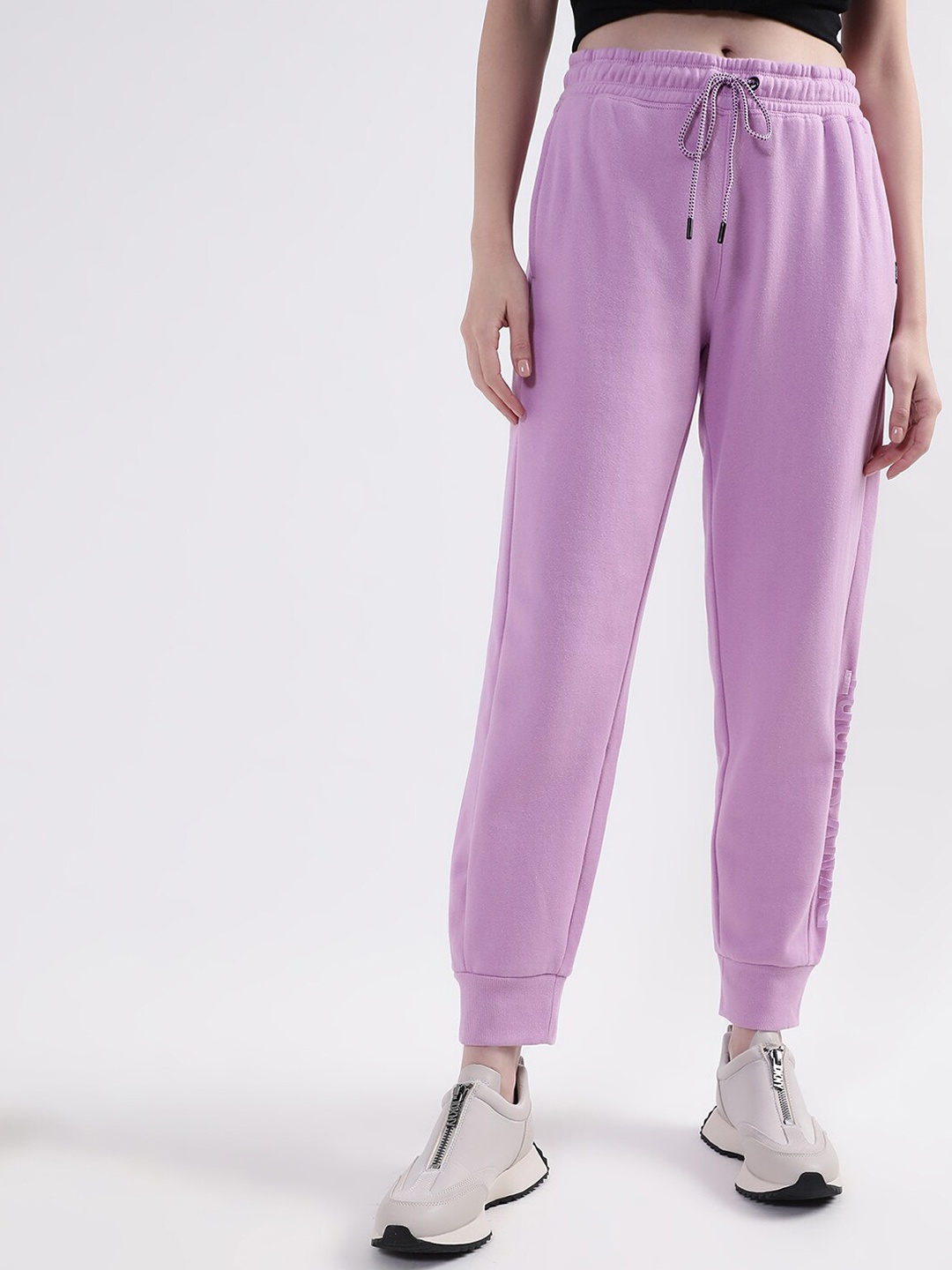 

DKNY Women Cotton Mid-Rise Joggers, Purple
