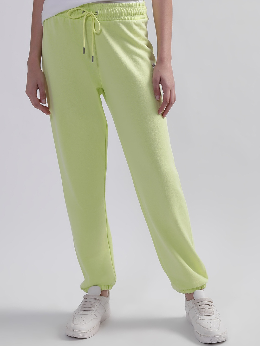 

DKNY Women Mid Rise Cotton Track Pants, Lime green