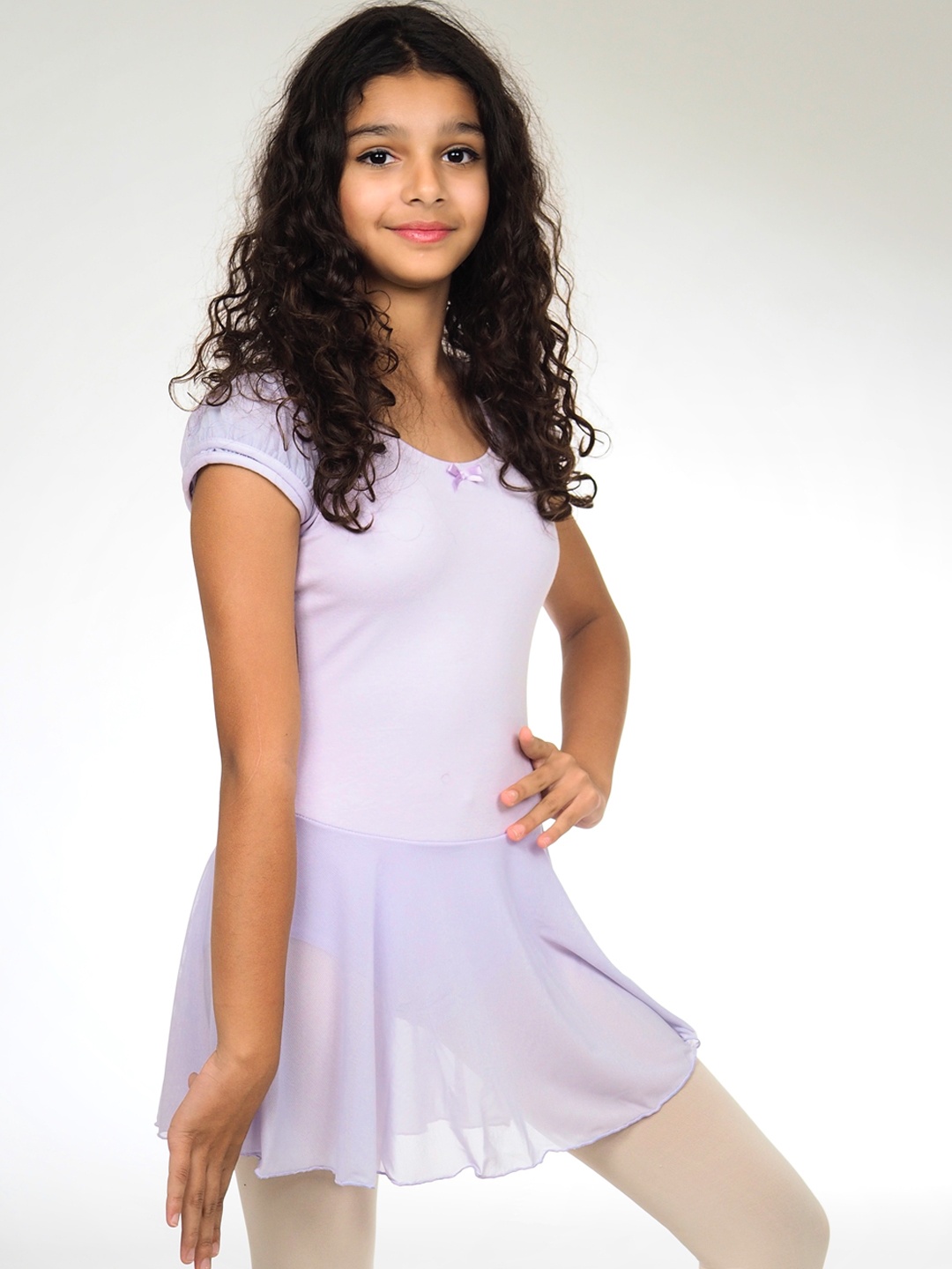 

IKAANYA Girls Flutter Sleeves Ballet Leotard Dress With Sheer Mesh Skirt, Lavender