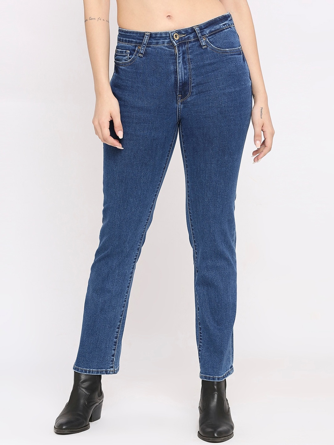 

SPYKAR Women Straight Fit Stretchable Jeans, Blue