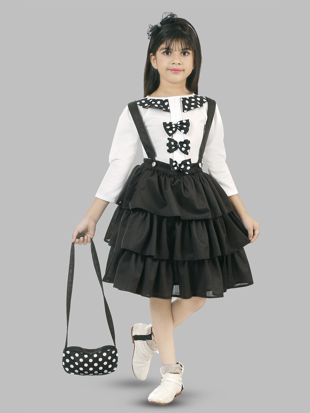 

DIGIMART Bow Detail Layered Pinafore Cotton Dress, Green