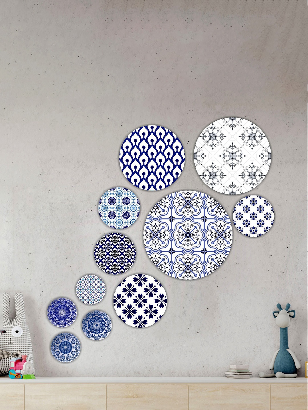 

SAF Blue & White 11 Pieces Painting Wall Art