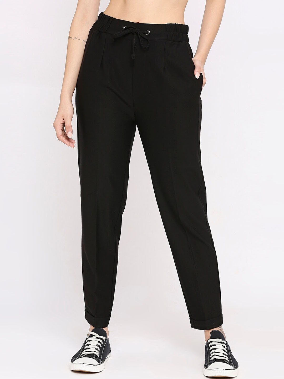 

SPYKAR Women Mid-Rise Track Pants, Black