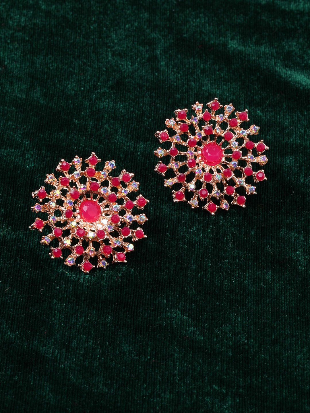

Anouk Gold-Plated Rhinestone Studded Circular Studs Earrings
