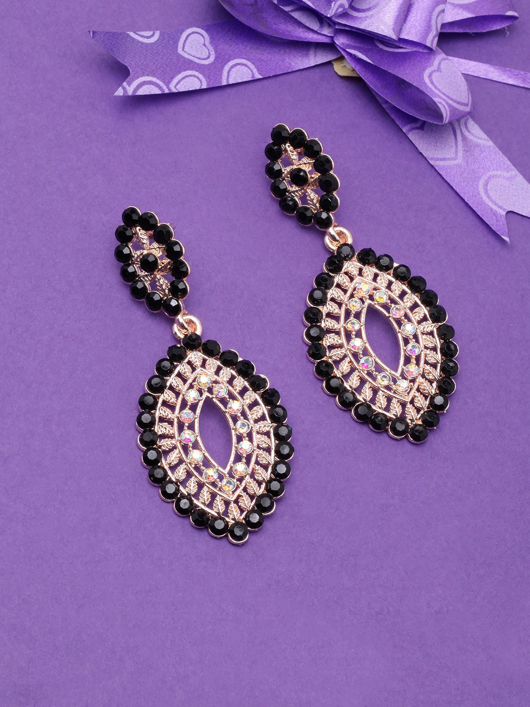 

Anouk Gold-Plated Rhinestone Studded Contemporary Drop Earrings