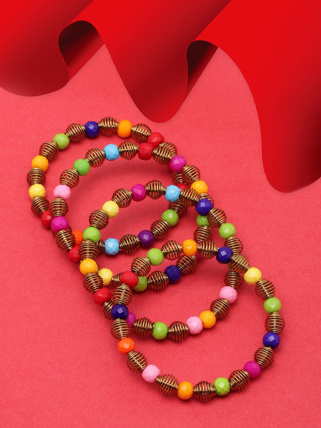 

Anouk Women Set Of 4 Gold-Plated Beaded Bracelet