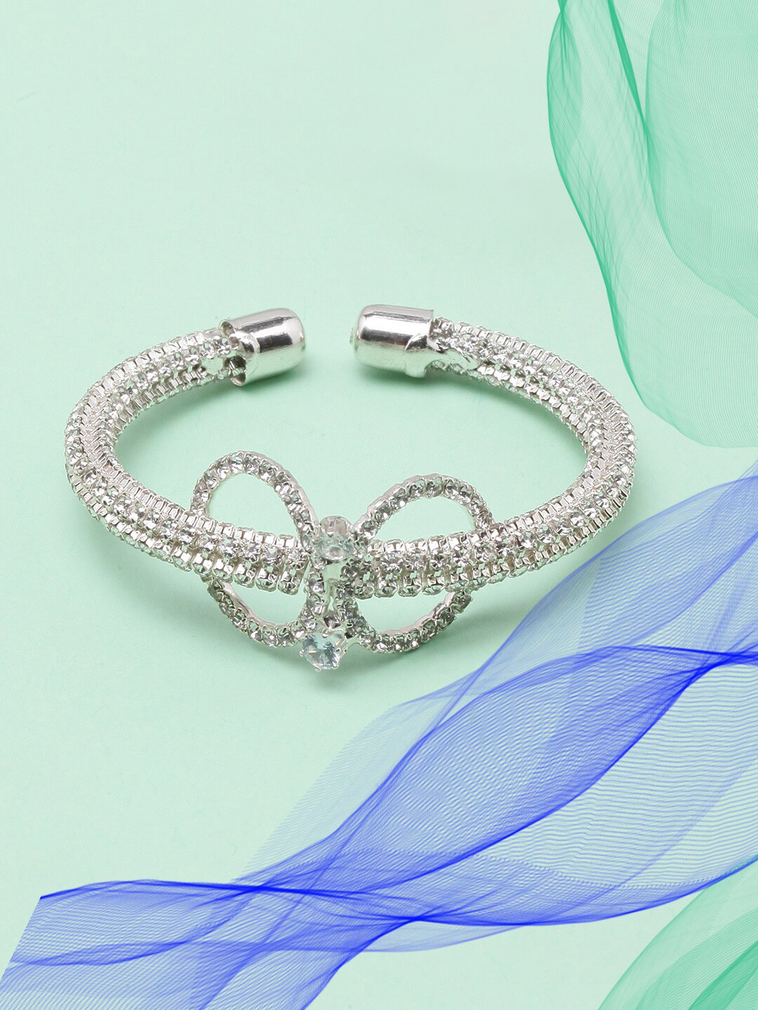 

Anouk Women Silver-Plated Cubic Zirconia Bangle-Style Bracelet