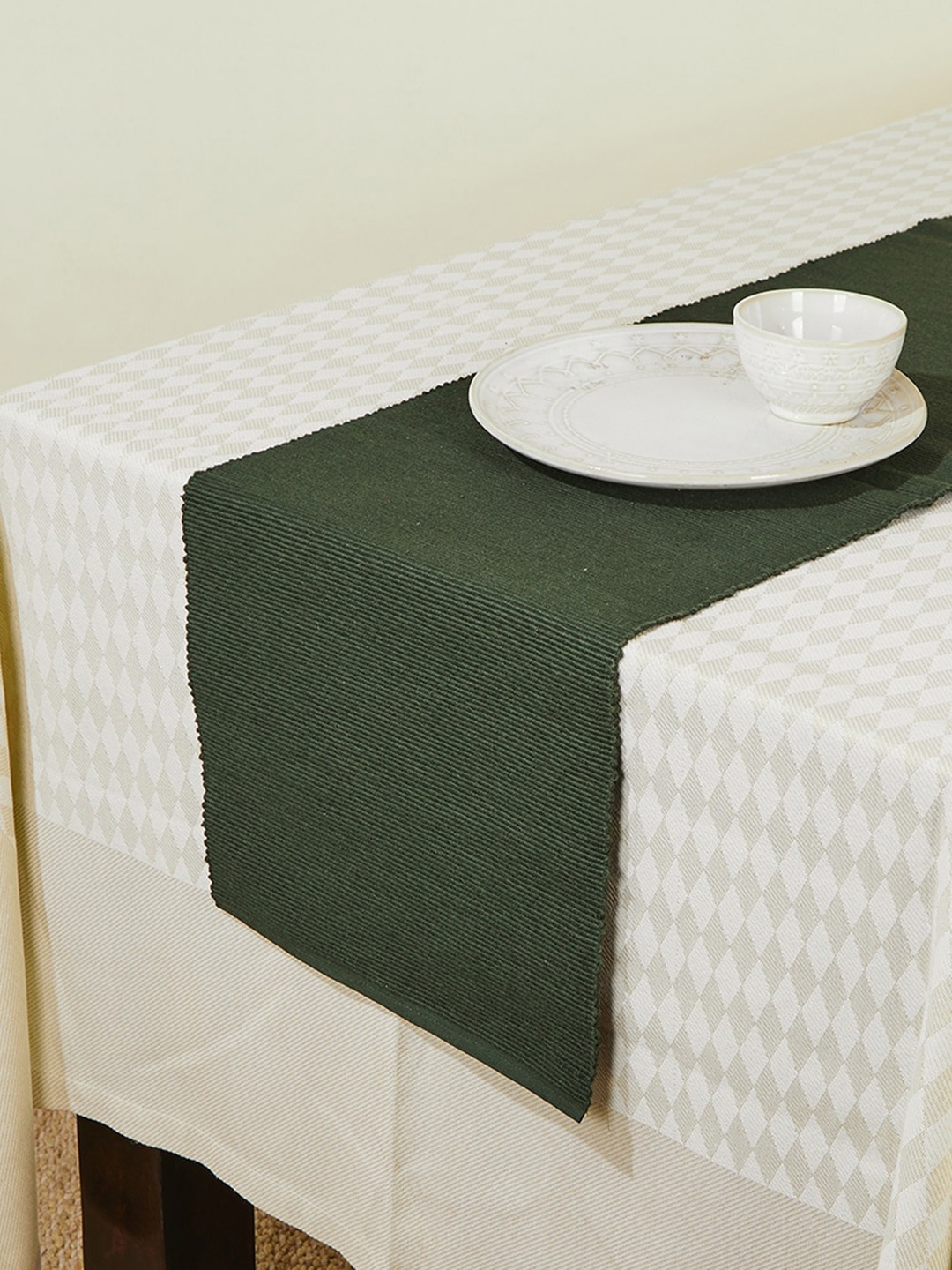 

Fabindia Green Cotton Runner -Small