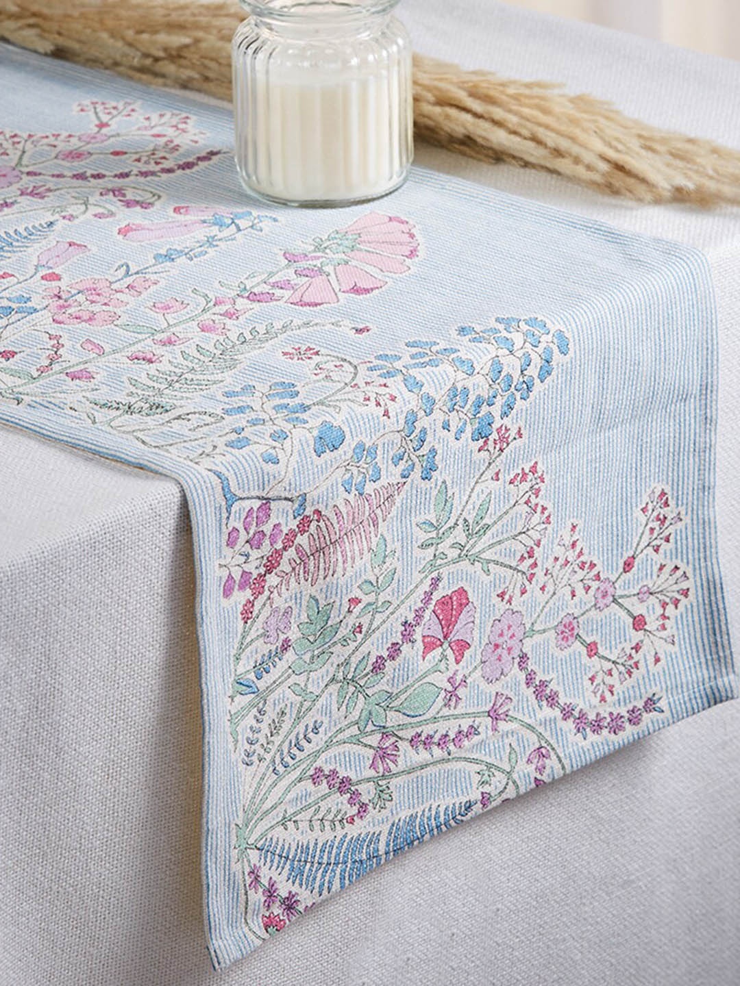 

Fabindia Blue & Pink Printed Vatika Nilaya Cotton Table Runner