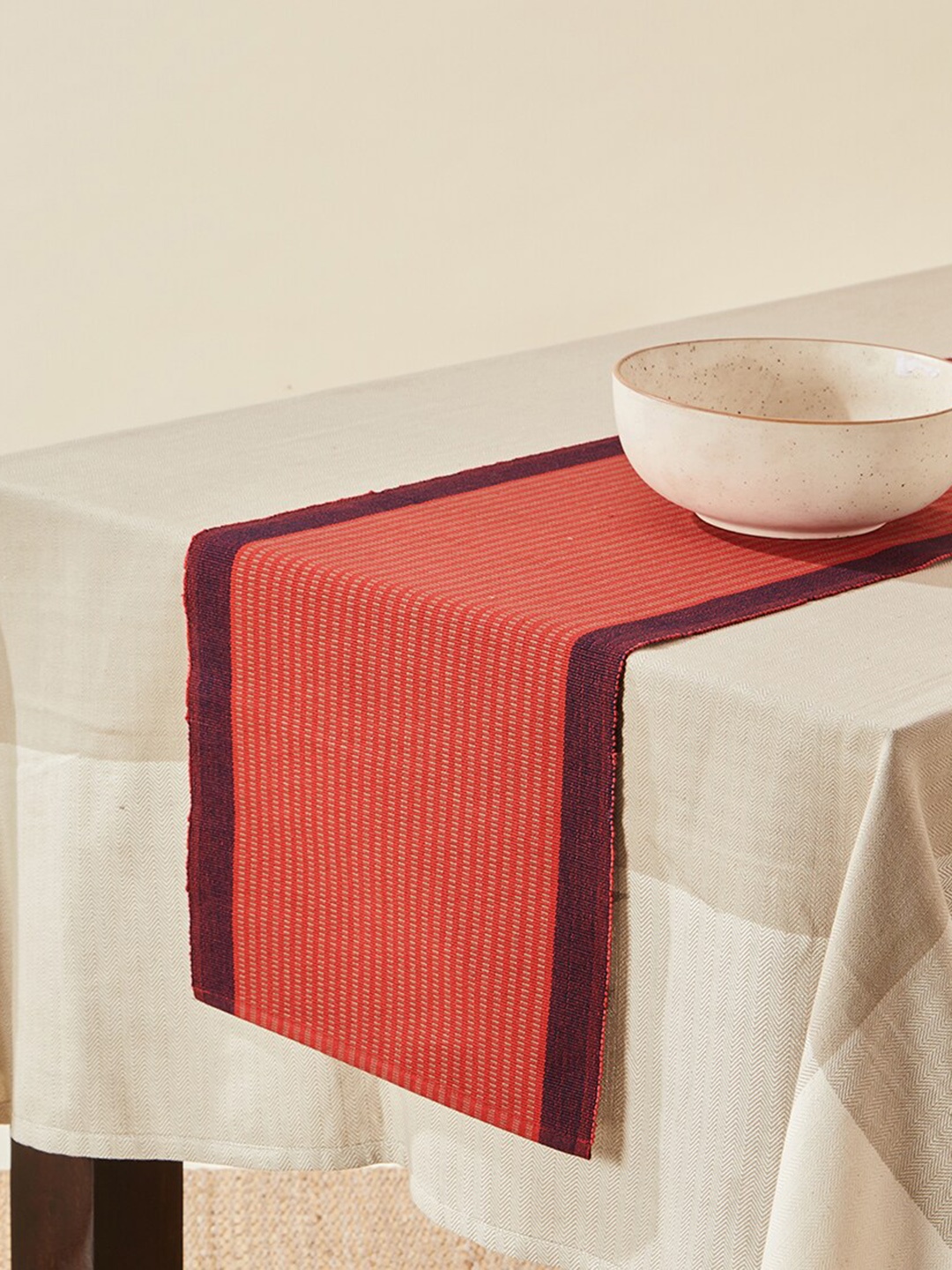 

Fabindia Red Pure Cotton Table Runner