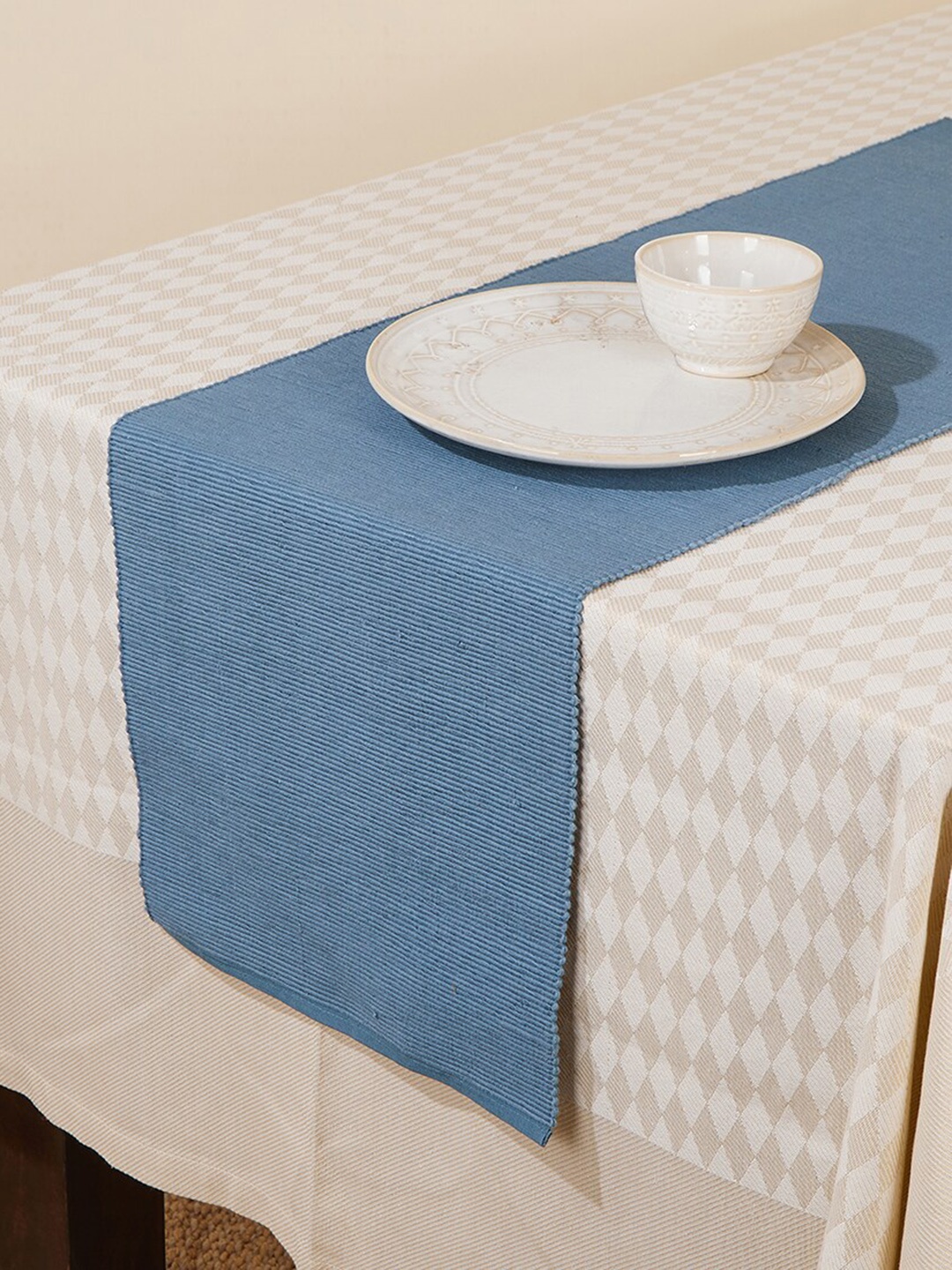 

Fabindia Blue Solid Pure Cotton Table Runner