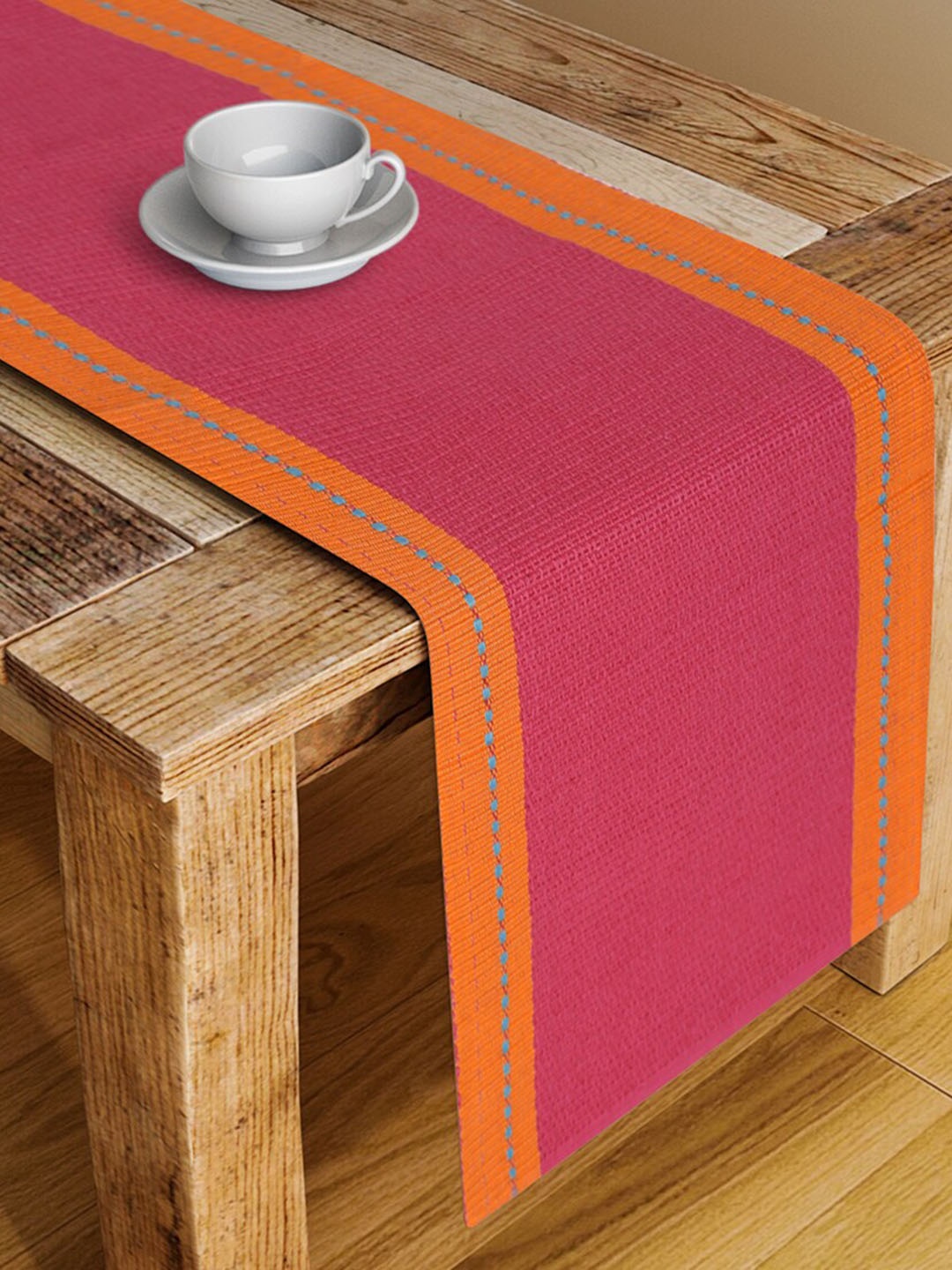 

Fabindia Tanka Orange and Fuchsia Solid Pure Cotton Table Runner