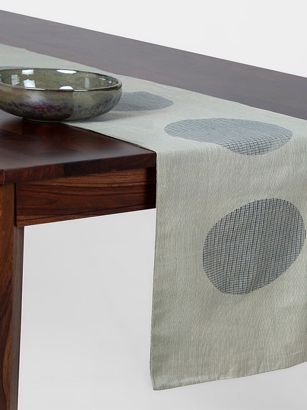 

Fabindia Rust Grey & Blue Geometric Printed Agila Cotton Table Runner