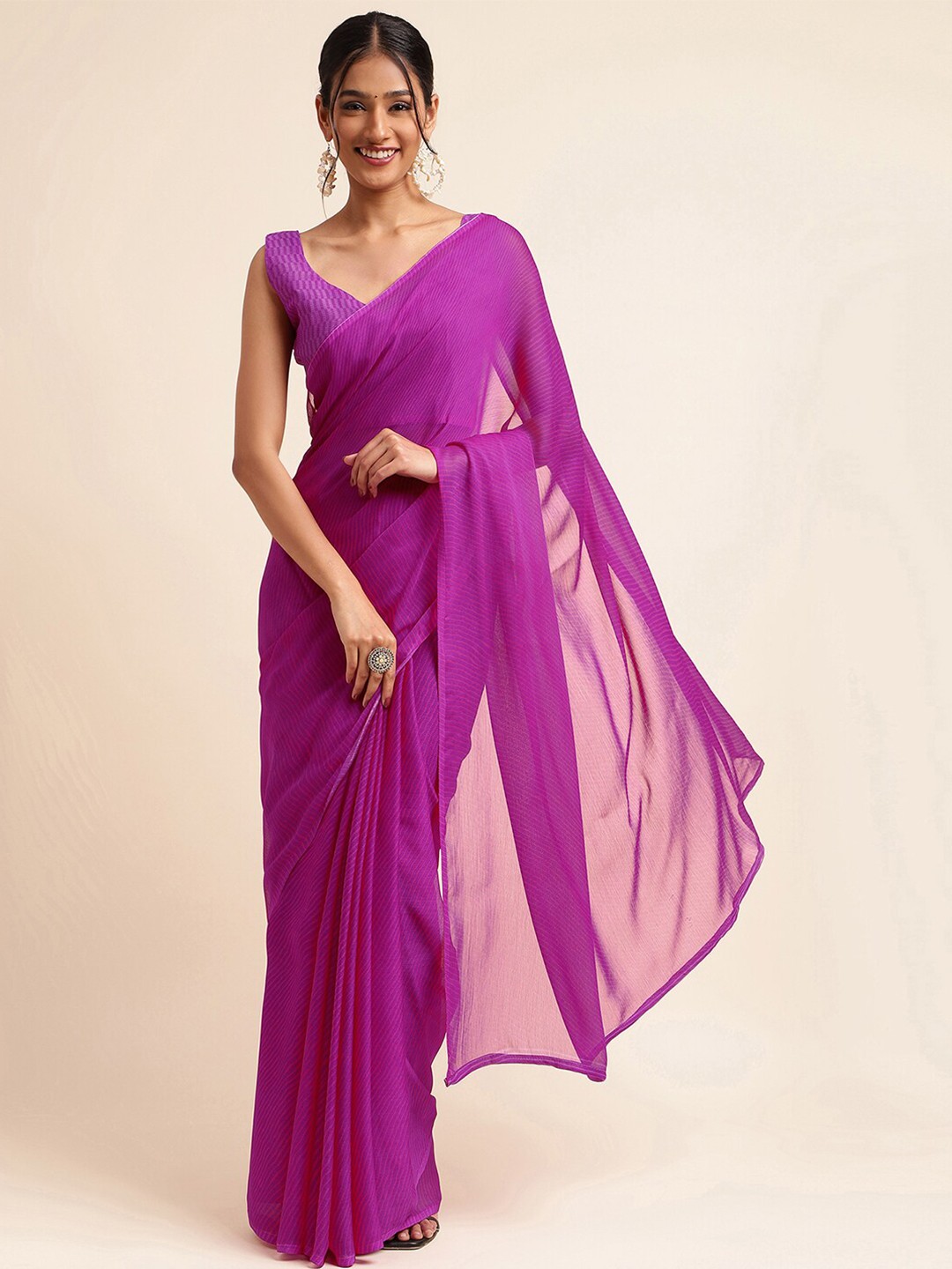 

Satrani Purple Leheriya Printed Leheriya Saree