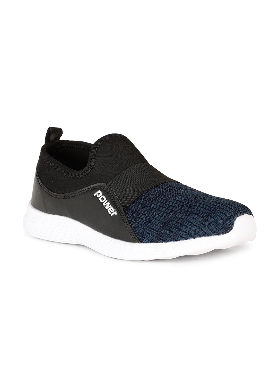 

Power Men Fantasy E Woven Design Comfort Insole Mesh Contrast Sole Slip-On Sneakers, Navy blue