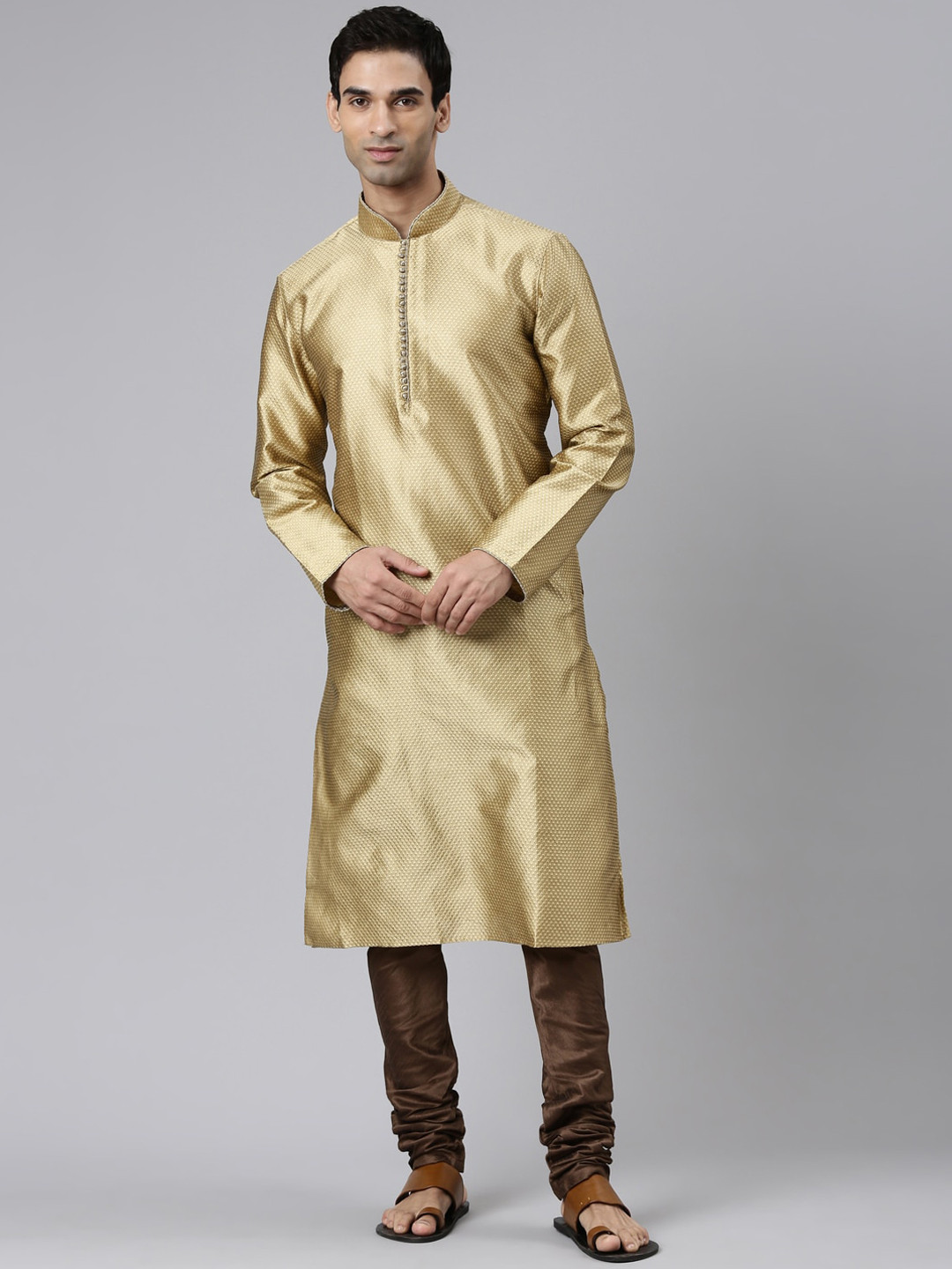 

Rishika Geometric Woven Design Pure Cotton Kurta, Gold