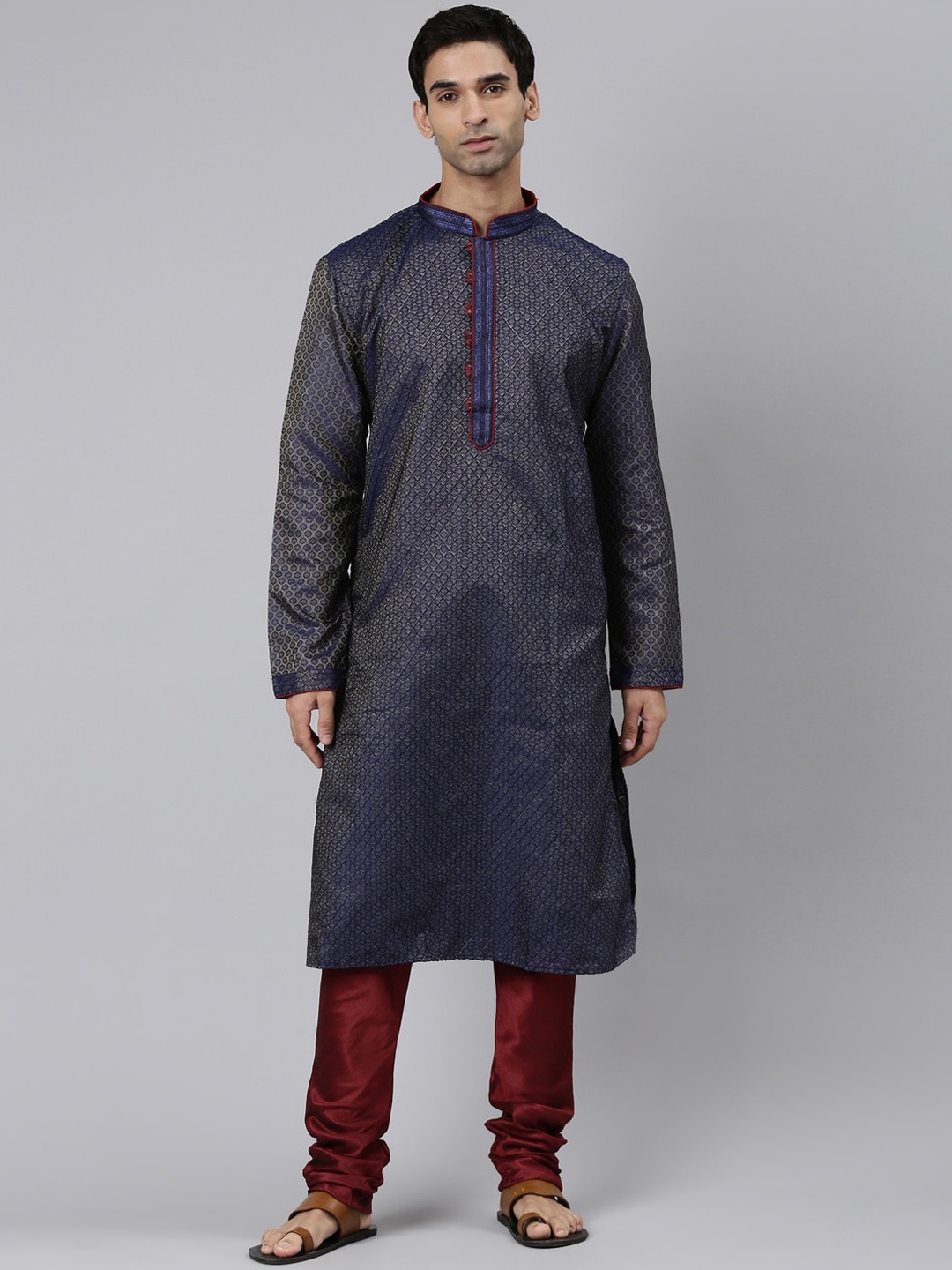 

Rishika Ethnic Motifs Woven Design Straight Kurta, Navy blue